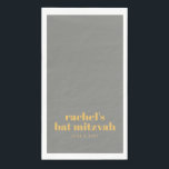 Bold Typography Yellow and Grey Bat Mitzvah Name Napkin<br><div class="desc">Custom Bold Typography Yellow and Grey Modern Bat Mitzvah Paper Guest Towels</div>