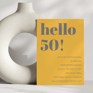 Bold Typography Yellow Grey Modern Birthday Party Invitation