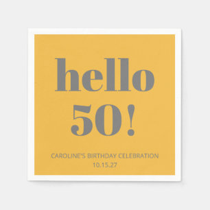 Bold Typography Yellow Grey Modern Birthday Party Napkin