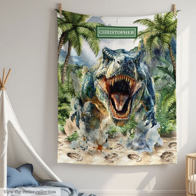 Bold Tyrannosaurus Dinosaur Blanket Personalised (Bold Tyrannosaurus Dinosaur Blanket Personalized Name)