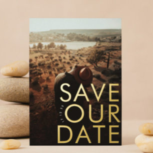 BOLD   Ultra Modern Gold Photo Save Our Date