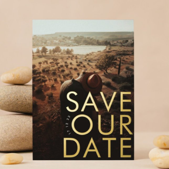 BOLD | Ultra Modern Gold Photo Save Our Date (Creator Uploaded)