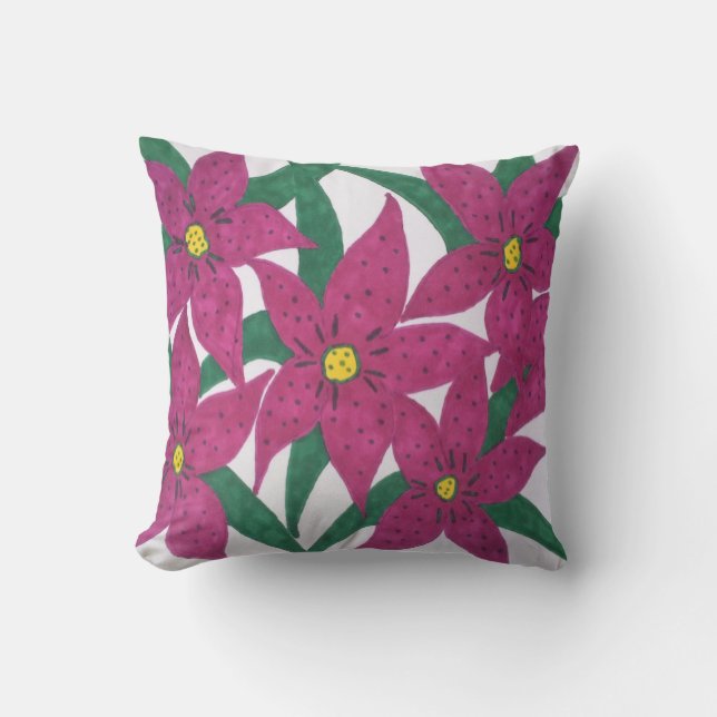 Bold Ultra Violet Floral Bouquet Throw Pillow (Front)