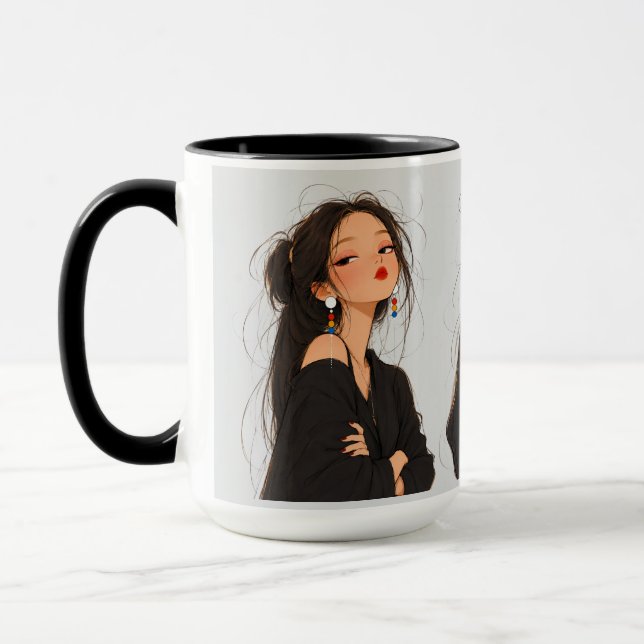 Bold & Unbothered Aesthetic Trio Girl Coffee Mug (Left)