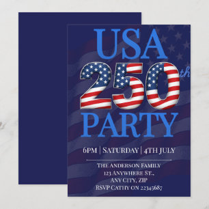 Bold USA 250th Party 4th of July 2026 Modern  Invitation