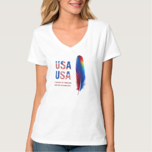 Bold USA Feather – A Nation of Freedom (V-Neck Tee