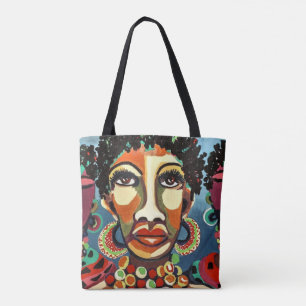 Bold Vibrant African Woman Art Illustration Tote Bag