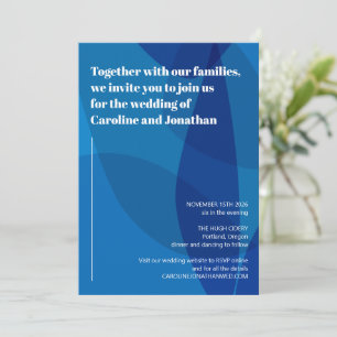 Bold Vibrant Artsy Blue Abstract Modern Wedding  Invitation