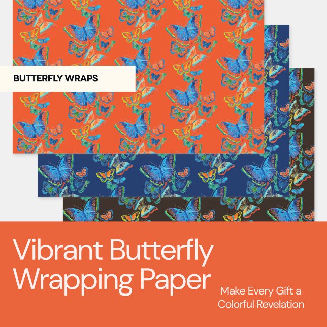 Bold & Vibrant Butterfly Wrapping Paper Set (Make Every Gift a Colorful Revelation.)