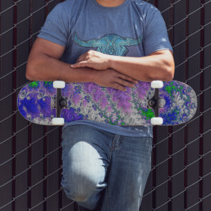 Bold Vibrant Colourful Funky Trippy Fractal Spiral Skateboard