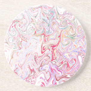 Bold Vibrant Pink Fluid Marble Swirl Abstract Art Coaster