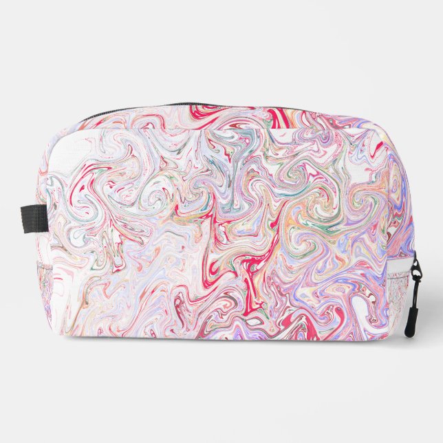 Bold Vibrant Pink Fluid Marble Swirl Abstract Art Dopp Kit (Front)