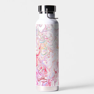 Bold Vibrant Pink Fluid Marble Swirl Abstract Art Water Bottle