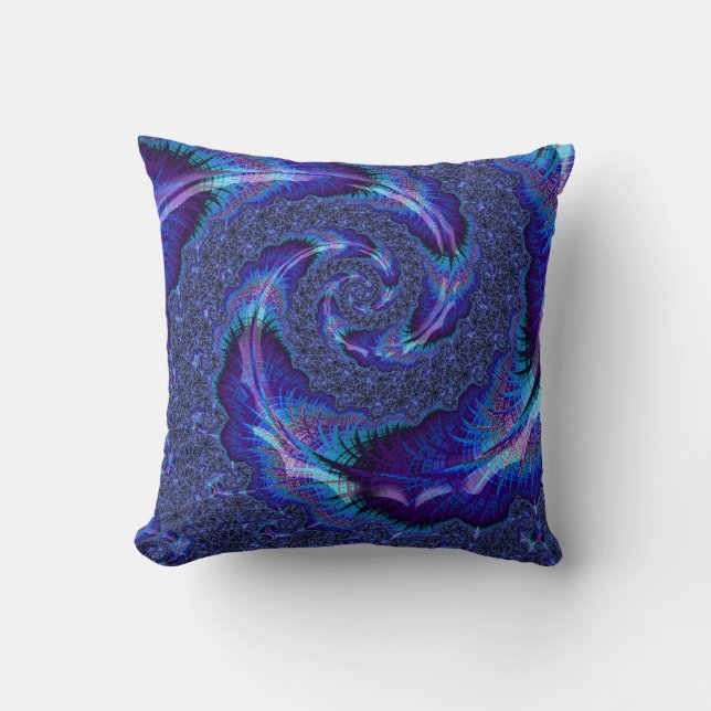 Bold Vibrant Psychedelic Spiralling Fractal Art Cushion (Front)