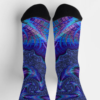 Bold Vibrant Psychedelic Spiralling Fractal Art Socks