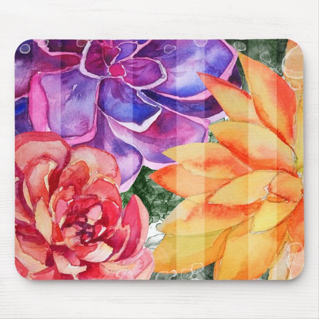 Bold Vivid Vibrant Colourful Succulents Mouse Pad (Front)