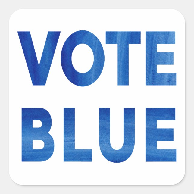 Bold Vote Blue watercolor text political Square Sticker (Front)