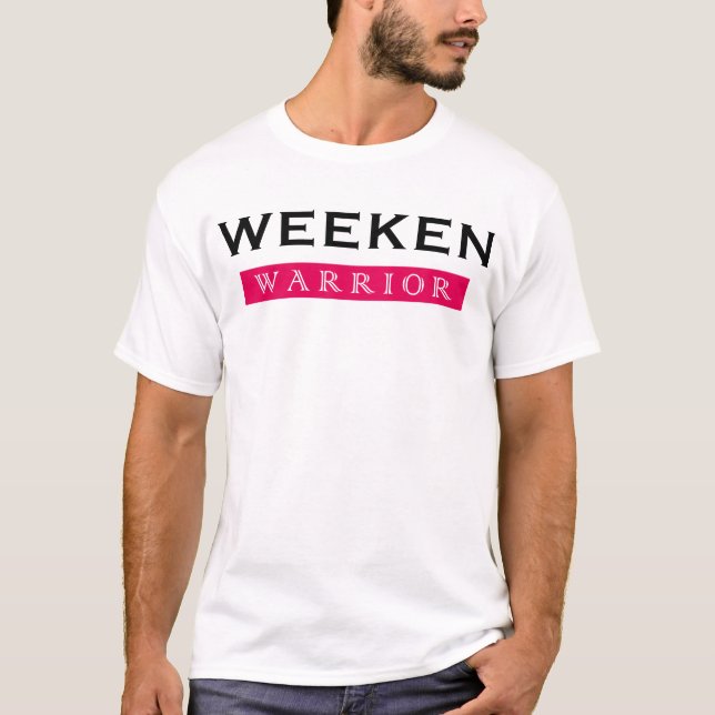 Bold Warrior Text Graphic Design with Fuchsia T-Shirt (Front)