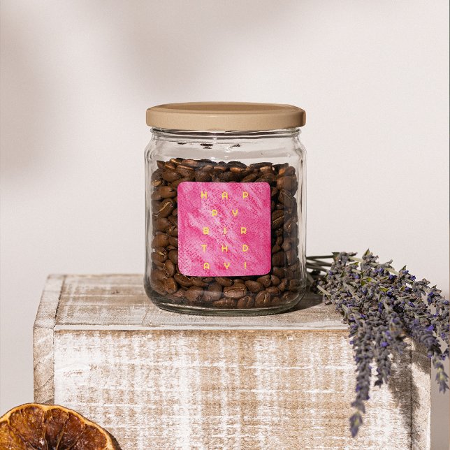 Bold watercolor birthday square sticker (Creator Uploaded)