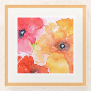 Bold Watercolor Blooms Party Napkins Luncheon Size Glass Coaster