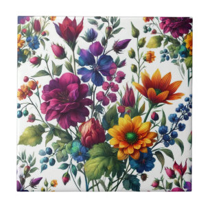 Bold Watercolor Floral  Tile