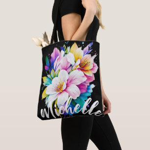 Bold Watercolor Floral  Tote Bag