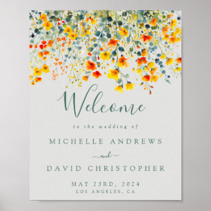 Bold Watercolor Floral Wedding Sign