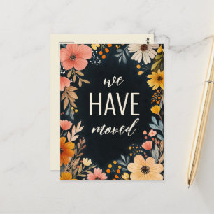 Bold Watercolor Florals We Have Moved New Address  Postcard