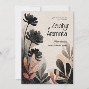 Bold Watercolor Foliage Wedding  Invitation