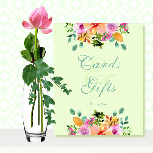 Bold Watercolor Green Floral Colourful Bouquet Poster