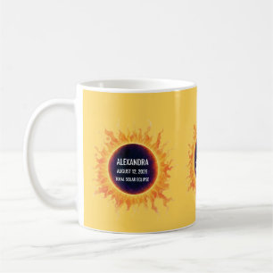 Bold Watercolor Total Solar Eclipse 2026 Name Coffee Mug