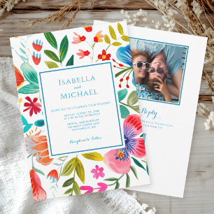 Bold Watercolor Wildflower Wedding Invitation
