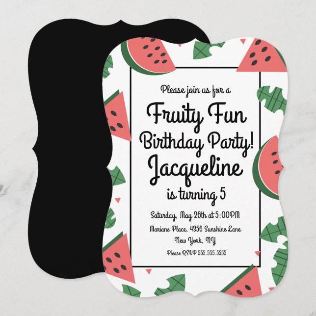 Bold Watermelon Summer Fruity Birthday Invitation (Front/Back)