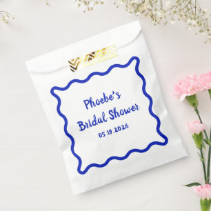 Bold Wavy Blue Border Cute Custom Bridal Shower Favour Bags