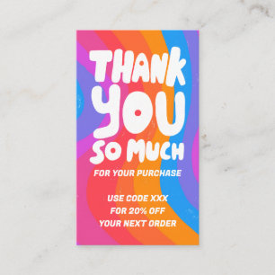 Bold Wavy Rainbow Order Thank You Social QR Code  Business Card