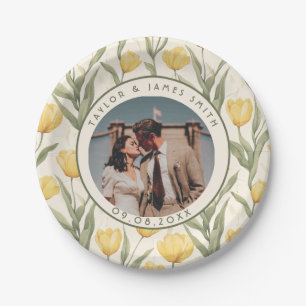 Bold Wedding Tulip Plates For Bride And Groom
