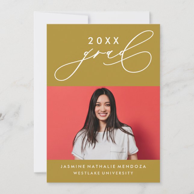 BOLD WHIMSICAL CALLIGRAPHY GRADUATION INVITATION (Front)