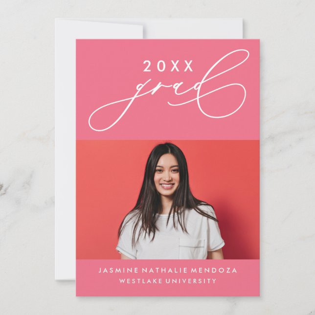 BOLD WHIMSICAL CALLIGRAPHY GRADUATION INVITATION (Front)