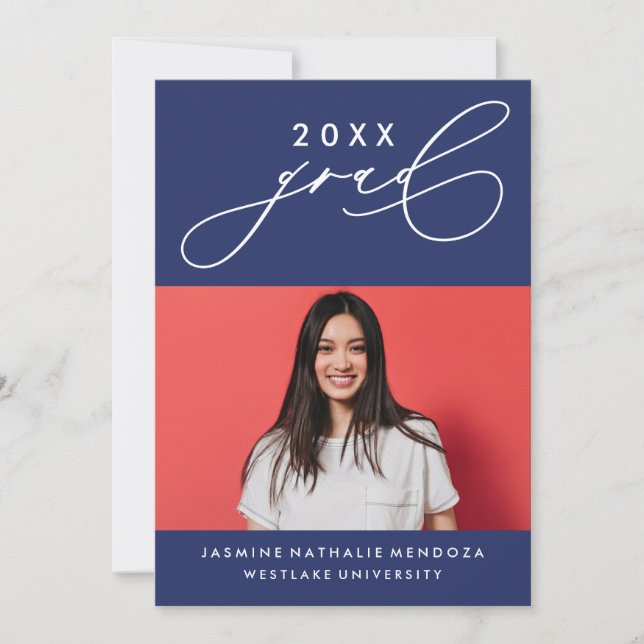 BOLD WHIMSICAL CALLIGRAPHY GRADUATION INVITATION (Front)