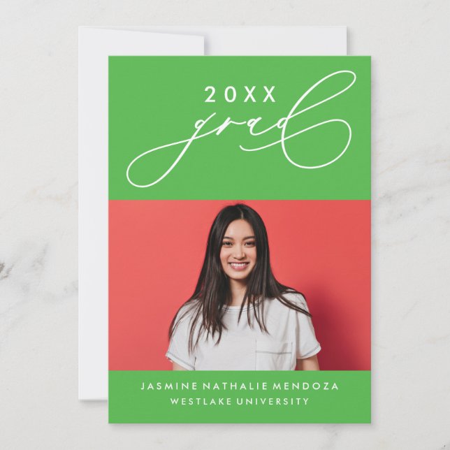 BOLD WHIMSICAL CALLIGRAPHY GRADUATION INVITATION (Front)