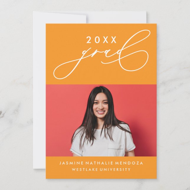 BOLD WHIMSICAL CALLIGRAPHY GRADUATION INVITATION (Front)