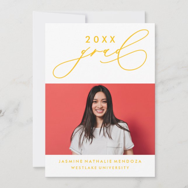 BOLD WHIMSICAL CALLIGRAPHY GRADUATION INVITATION (Front)