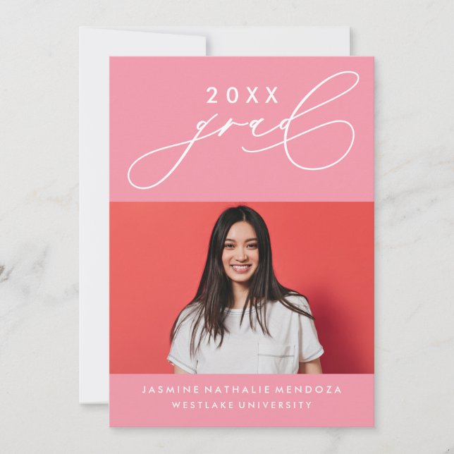 BOLD WHIMSICAL CALLIGRAPHY GRADUATION INVITATION (Front)