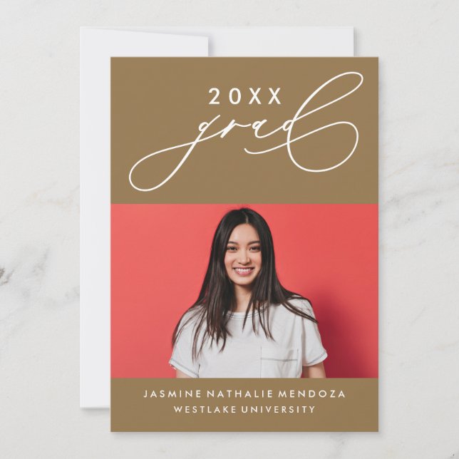 BOLD WHIMSICAL CALLIGRAPHY GRADUATION INVITATION (Front)