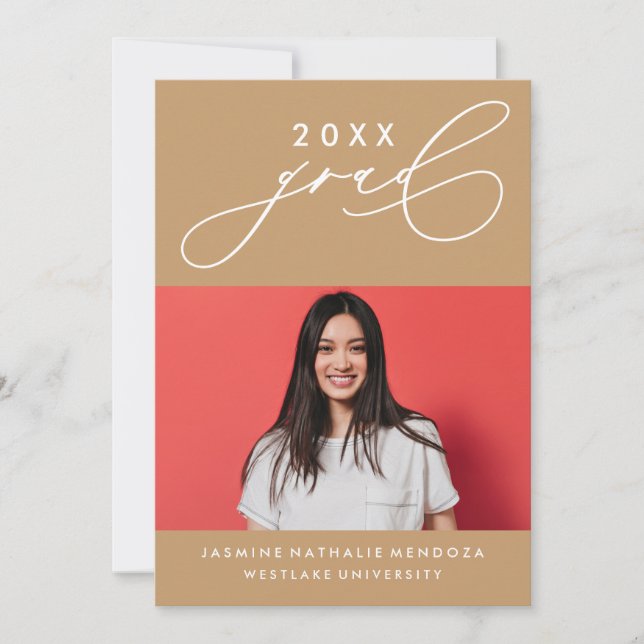 BOLD WHIMSICAL CALLIGRAPHY GRADUATION INVITATION (Front)