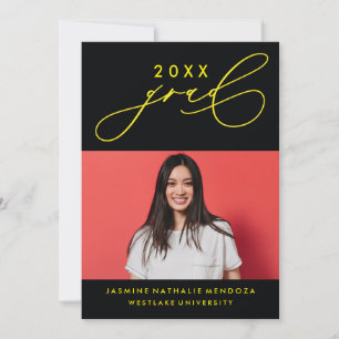 BOLD WHIMSICAL CALLIGRAPHY GRADUATION INVITATION