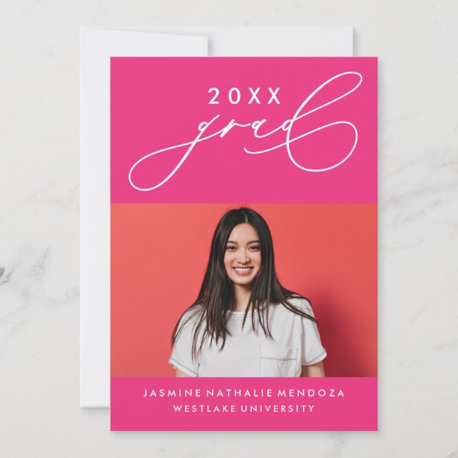 BOLD WHIMSICAL CALLIGRAPHY GRADUATION INVITATION (Front)