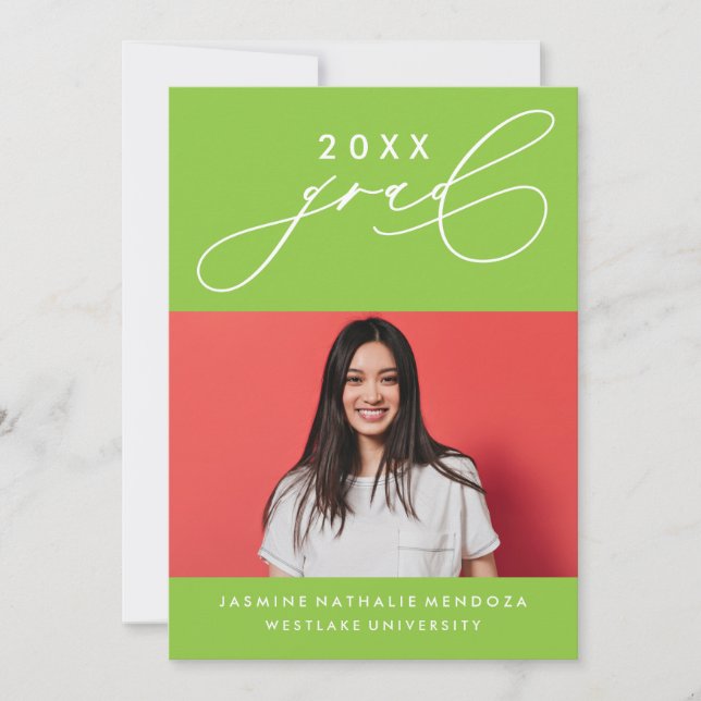 BOLD WHIMSICAL CALLIGRAPHY GRADUATION INVITATION (Front)