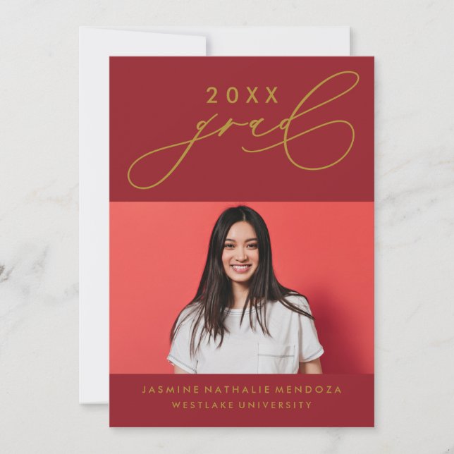 BOLD WHIMSICAL CALLIGRAPHY GRADUATION INVITATION (Front)