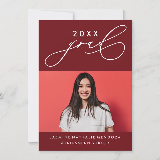 BOLD WHIMSICAL CALLIGRAPHY GRADUATION INVITATION (Front)